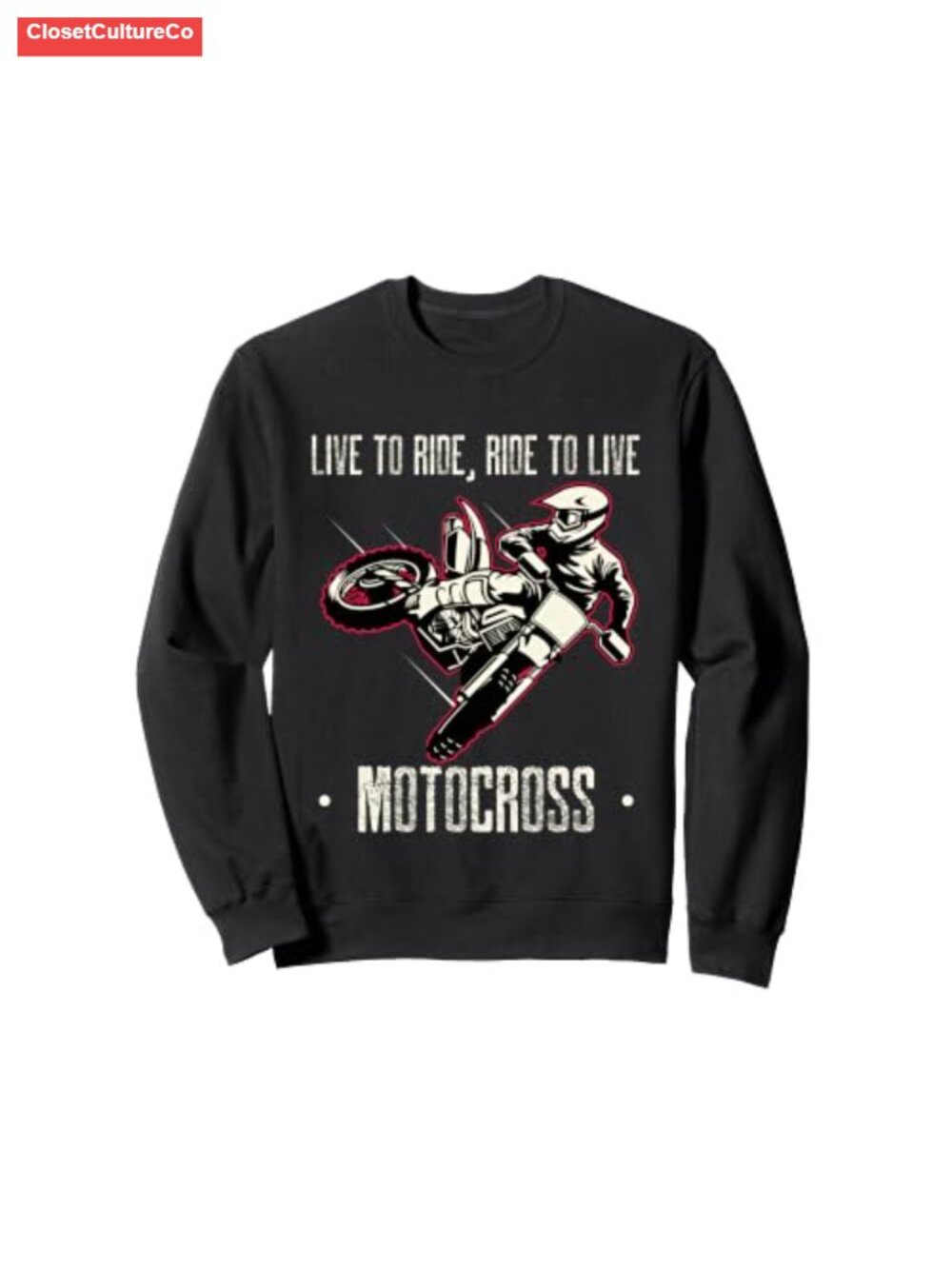 Vintage Motocross Dirt Bike Racing Sweatshirt Long Sleeve Classic Fit